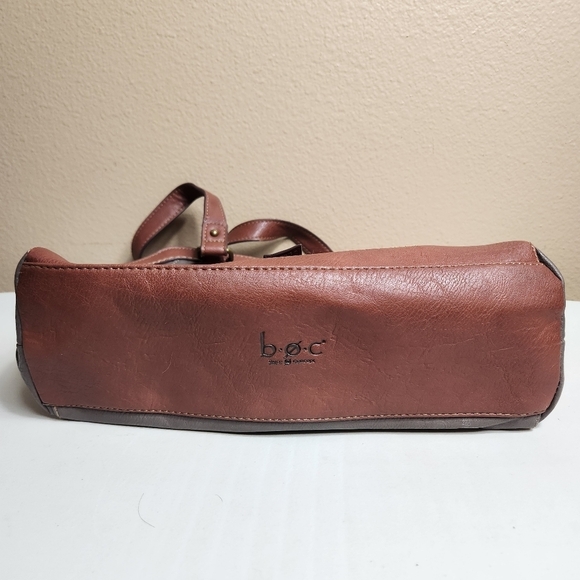 b.o.c Born Vegan Gray/Tan Top Handle Satchel Handbag - Picture 7 of 10